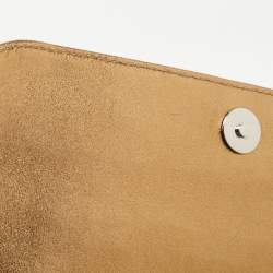 Pre Owned Chanel Gold Leather Triple Chain Flap Bag