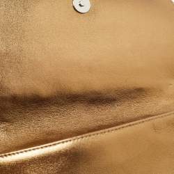 Pre Owned Chanel Gold Leather Triple Chain Flap Bag