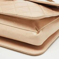 Pre Owned Chanel Beige Quilted Leather Large Perfect Edge Flap Bag