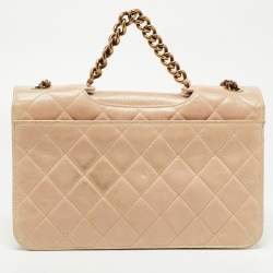 Pre Owned Chanel Beige Quilted Leather Large Perfect Edge Flap Bag
