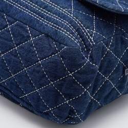 Pre Owned Chanel Blue Quilted Canvas and Leather Travel Duffel Bag