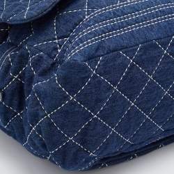 Pre Owned Chanel Blue Quilted Canvas and Leather Travel Duffel Bag