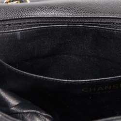 Pre Owned Chanel Black Quilted Caviar Leather Jumbo Classic Single Flap Bag