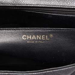 Pre Owned Chanel Black Quilted Caviar Leather Jumbo Classic Single Flap Bag