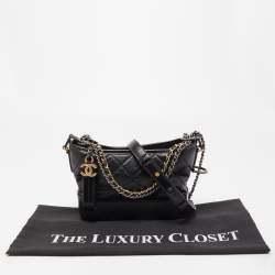 Pre Owned Chanel Black Quilted Leather Small Gabrielle Hobo