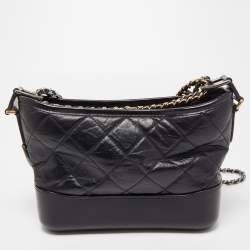 Pre Owned Chanel Black Quilted Leather Small Gabrielle Hobo