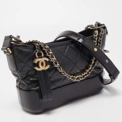 Pre Owned Chanel Black Quilted Leather Small Gabrielle Hobo