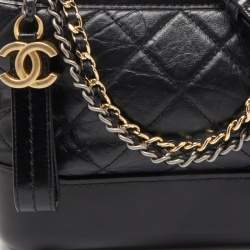 Pre Owned Chanel Black Quilted Leather Small Gabrielle Hobo