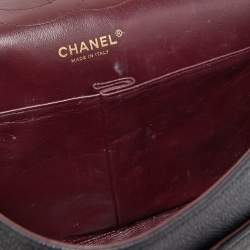 Pre Owned Chanel Black Quilted Caviar Leather Jumbo Classic Double Flap Bag