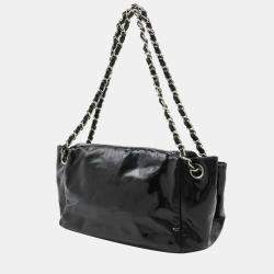 Chanel Vintage Black Leather Chain Flap Bag