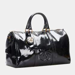 Pre Owned Chanel Vintage Black Patent Leather CC Duffel Bag