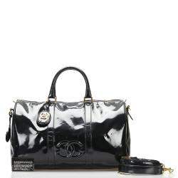 Pre Owned Chanel Vintage Black Patent Leather CC Duffel Bag
