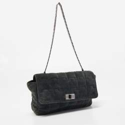 Pre Owned Chanel Dark Green Suede Puzzle Reissue Chain Links Shoulder Bag