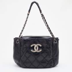 Pre Owned Chanel Black Quilted Leather CC Chain Shoulder Bag