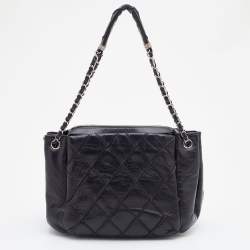 Pre Owned Chanel Black Quilted Leather CC Chain Shoulder Bag