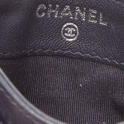 Pre Owned Chanel Navy Blue Quilted Leather CC Diamond Card Holder 