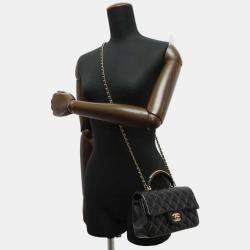 Chanel Black Lambskin Top Handle Mini Flap Bag