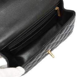 Chanel Black Lambskin Top Handle Mini Flap Bag
