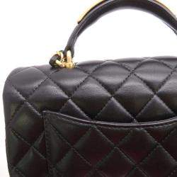 Chanel Black Lambskin Top Handle Mini Flap Bag