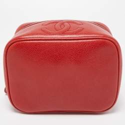 Pre Owned Chanel Red Caviar Leather CC Vanity Case