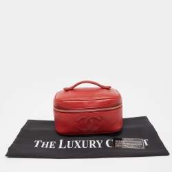 Pre Owned Chanel Red Caviar Leather CC Vanity Case