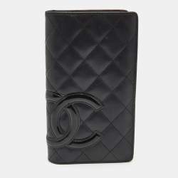 Pre Owned Chanel Black Quilted Leather Cambon Ligne Yen Long Wallet