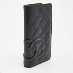 Pre Owned Chanel Black Quilted Leather Cambon Ligne Yen Long Wallet