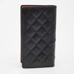 Pre Owned Chanel Black Quilted Leather Cambon Ligne Yen Long Wallet