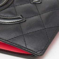 Pre Owned Chanel Black Quilted Leather Cambon Ligne Yen Long Wallet