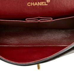 Pre Owned Chanel Black Leather Classic Double Flap Shoulder Bag