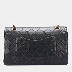 Pre Owned Chanel Black Leather Classic Double Flap Shoulder Bag