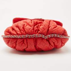 Pre Owned Chanel Red Quilted Leather Chain Around Shoulder Bag
