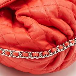 Pre Owned Chanel Red Quilted Leather Chain Around Shoulder Bag