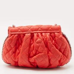 Pre Owned Chanel Red Quilted Leather Chain Around Shoulder Bag