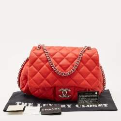 Pre Owned Chanel Red Quilted Leather Chain Around Shoulder Bag