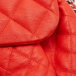Pre Owned Chanel Red Quilted Leather Chain Around Shoulder Bag