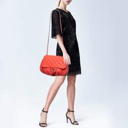 Pre Owned Chanel Red Quilted Leather Chain Around Shoulder Bag