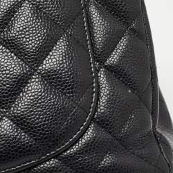 Pre Owned Chanel Black Quilted Caviar Leather Jumbo Classic Single Flap Bag