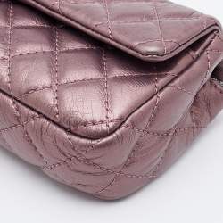 Pre Owned Chanel Metallic Pink Quilted Leather Reissue East/West Chain Clutch 