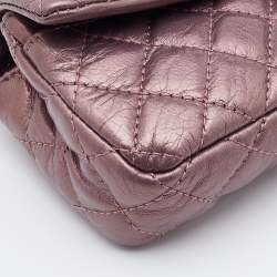 Pre Owned Chanel Metallic Pink Quilted Leather Reissue East/West Chain Clutch 