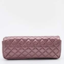 Pre Owned Chanel Metallic Pink Quilted Leather Reissue East/West Chain Clutch 