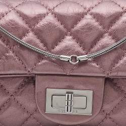 Pre Owned Chanel Metallic Pink Quilted Leather Reissue East/West Chain Clutch 