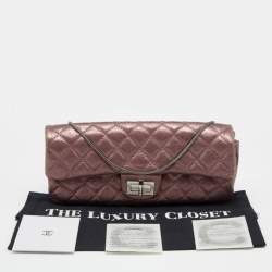 Pre Owned Chanel Metallic Pink Quilted Leather Reissue East/West Chain Clutch 