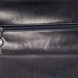 Pre Owned Chanel Dark Blue Leather Medium Classic Double Flap Bag 