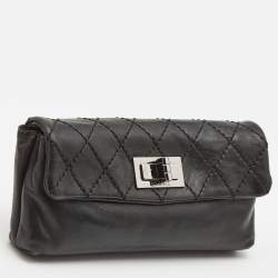 Pre Owned Chanel Black Quilted Leather Mademoiselle Flap Clutch