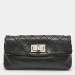 Pre Owned Chanel Black Quilted Leather Mademoiselle Flap Clutch