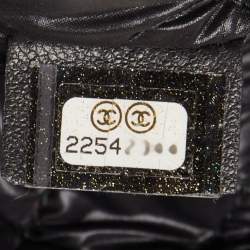 Pre Owned Chanel Black Quilted Caviar Leather Large Boy O Case Clutch