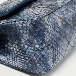 Pre Owned Chanel Blue/Silver Quilted Python Reissue 2.55 Classic 226 Flap Bag