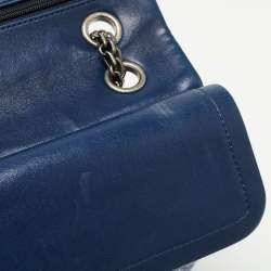 Pre Owned Chanel Blue/Silver Quilted Python Reissue 2.55 Classic 226 Flap Bag