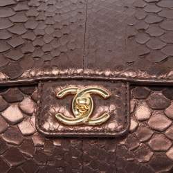 Pre Owned Chanel Bronze Python Medium Soho Tassel Single Flap Bag
